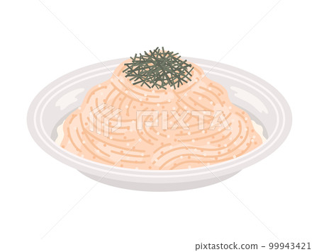 盤子裡的明太子奶油意大利面的插圖 99943421