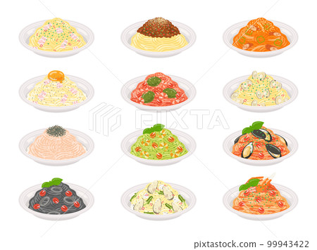 各種類型的麵食插圖集 99943422