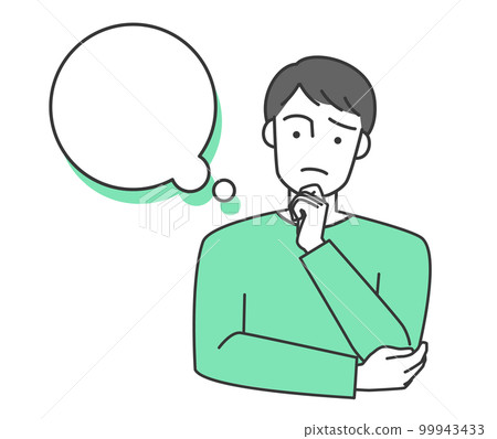矢量圖說明一個人在思考時很擔心 99943433