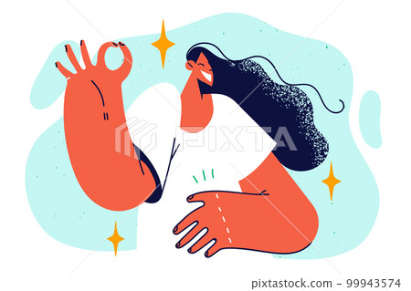 Woman shows OK gesture to report successful completion of job or to agree to proposed initiative Woman shows OK gesture to report successful completion of job or to agree to proposed initiative 99943574