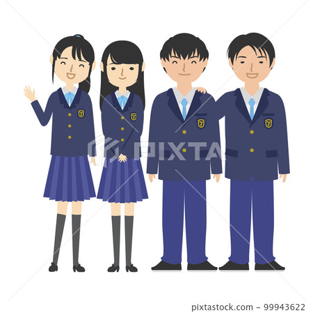High school students wearing blue blazer uniforms 99943622