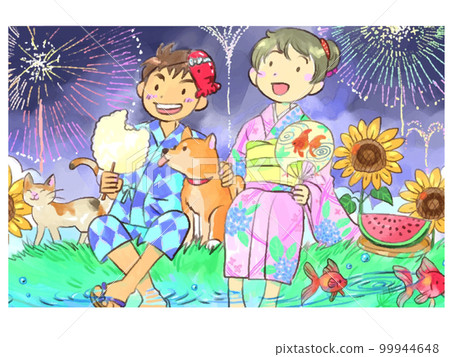 summer festival watercolor characters summer festival watercolor characters 99944648
