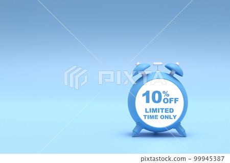 3D Rendering. 10 percent limied time offer with freespace for texting on pastel blue background. Special Offer 10% Discount Tag. Super sale offer and best seller. 3D Rendering. 10 percent limied time offer with freespace for texting on pastel blue background. Special Offer 10% Discount Tag. Super sale offer and best seller. 99945387