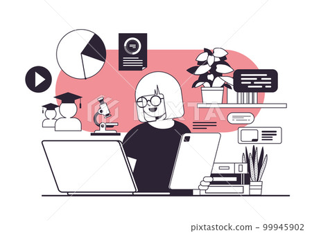 schoolgirl using digital gadgets online education e-learning concept schoolgirl using digital gadgets online education e-learning concept 99945902