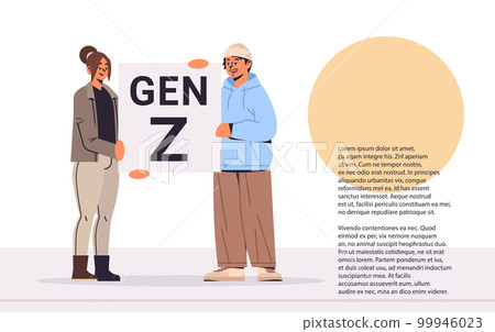 people holding generation Z letters new modern demography trend with progressive youth gen horizontal 99946023