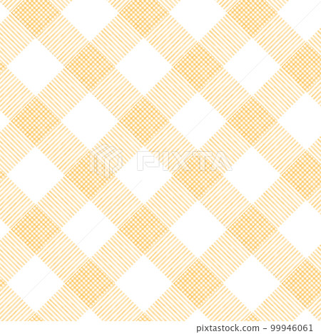 Orange hand-drawn diagonal plaid illustration 99946061