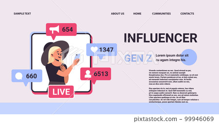 woman social media influencer watching live streaming generation Z lifestyle concept new demography trend with progressive youth gen 99946069
