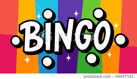 BINGO logo with lottery balls and stars. Bingo game. Vector illustration lucky quote. Fortune text 99947585