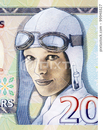 Amelia Mary Earhartova a portrait from money Amelia Mary Earhartova a portrait from money 99948827