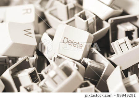 Macro view of a heap of computer keyboard keys 99949291