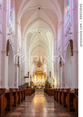 Interier of The Archcathedral Basilica of the Holy Family is a neo-Gothic, three-nave church in Czestochowa 99950648