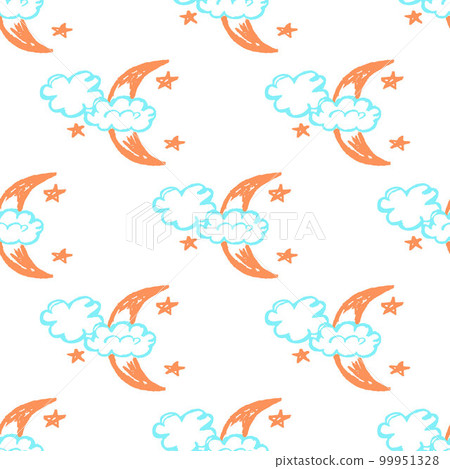 Seamless pattern. Children's drawings with wax crayons 99951328