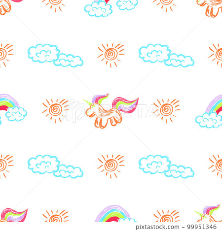 Seamless pattern. Children's drawings with wax crayons Seamless pattern. Children's drawings with wax crayons 99951346