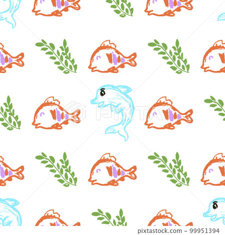 Seamless pattern. Children's drawings with wax crayons 99951394