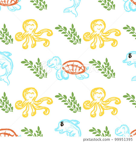 Seamless pattern. Children's drawings with wax crayons 99951395