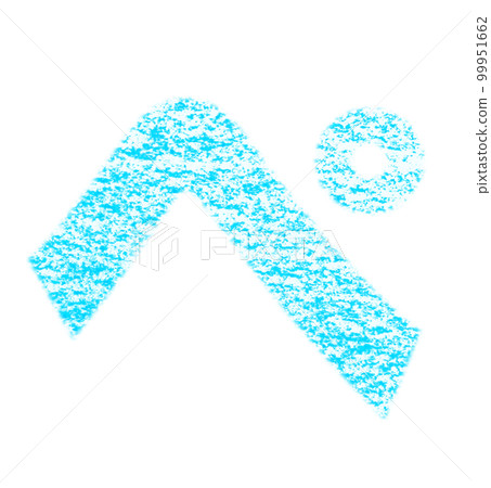 Hiragana "pe" drawn with crayon light blue background white path with other colors / list 99951662