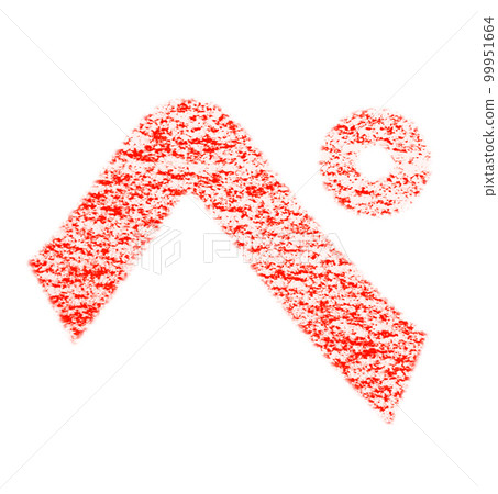 Hiragana "pe" drawn with crayon red background white path with other colors / list 99951664