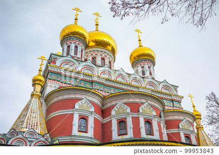 Ornate Shipka Memorial orthodox Church in the Balkans, Bulgaria 99953843