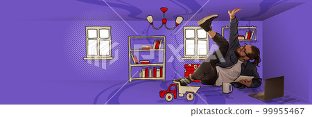 infantilism Conceptual collage with emotional young man... - Stock Photo [99955467] -  PIXTA