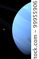 Nereid moon orbiting around Neptune planet. 3d render 99955906