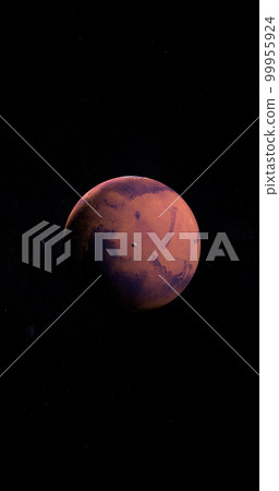Satellite Phobos orbiting around Mars planet in the outer space. 4K Vertical 99955924