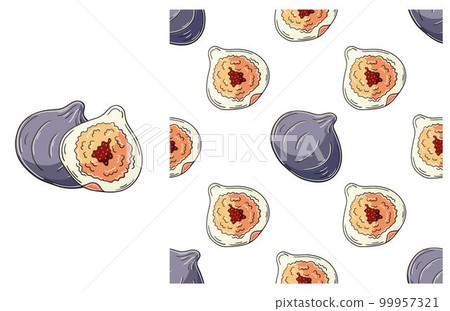 Seamless pattern for kitchen, restaurant or shop. Set in hand draw style Seamless pattern for kitchen, restaurant or shop. Set in hand draw style 99957321