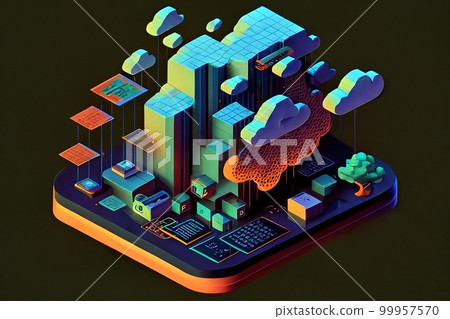 Illustration of cloud technologies. Generative Ai image Illustration of cloud technologies. Generative Ai image 99957570