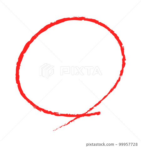 手寫的紅色圓圈和紅色筆觸。 99957728