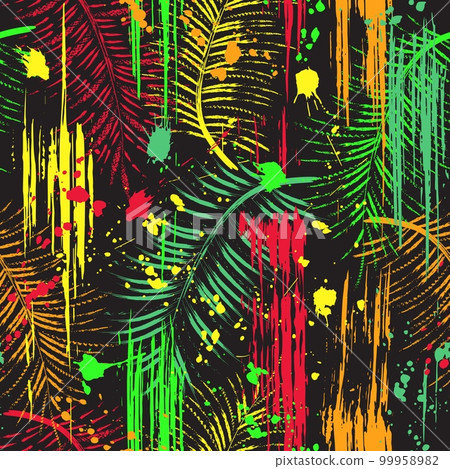 Seamless fantasy pattern with tropical foliage 99958982