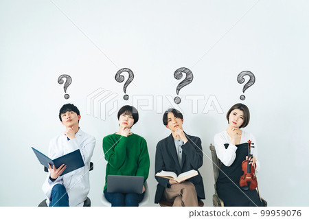 A group of students from various fields to think about: science, IT, humanities, arts 99959076