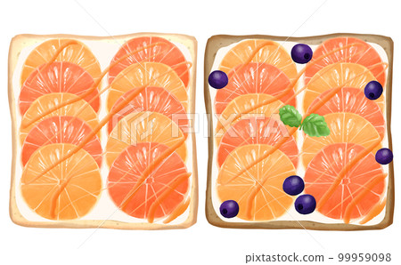Fruit sandwich Orange open sandwich 2 types Transparent background/white background Illustration material Color differences/differences Fruit sandwich Orange open sandwich 2 types Transparent background/white background Illustration material Color differences/differences 99959098