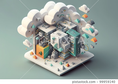 Illustration of cloud technologies. Generative Ai image 99959140