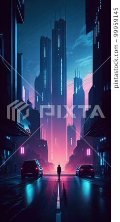 Neon city. Generative Ai image 99959145