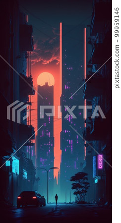 Neon city. Generative Ai image 99959146