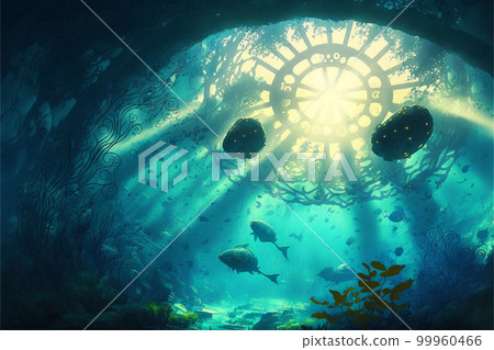 水下光海底魚海太陽深海 99960466