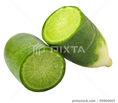 Green radish isolated on a white background Green radish isolated on a white background 99960665