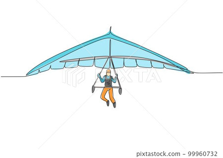 ~ai-f9289fec-d5d1-4ea7-b326-a7d977b2514e_Single continuous line drawing of young tourist man flying with hang gliding parachute on the sky. Extreme vacation holiday sport concept. Trendy one line draw ~ai-f9289fec-d5d1-4ea7-b326-a7d977b2514e_Single continuous line drawing of young tourist man flying with hang gliding parachute on the sky. Extreme vacation holiday sport concept. Trendy one line draw 99960732