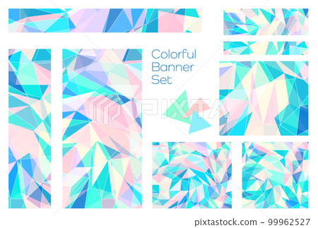 橫幅集_三角形馬賽克_柔和的顏色 99962527