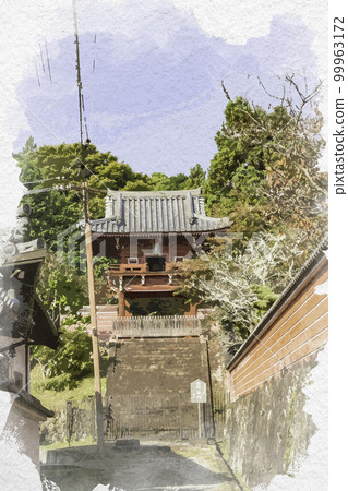 水彩風格的 Taimadera Okuin Romon,奈良縣葛城市 水彩風格的 Taimadera Okuin Romon,奈良縣葛城市 99963172