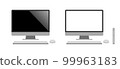 從正面看的台式電腦的簡單圖示 99963183