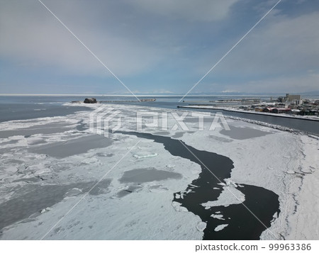 Drift ice docking aerial photography 99963386