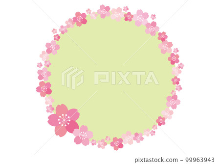 Cherry blossom circle frame banner background / yellow green 99963943
