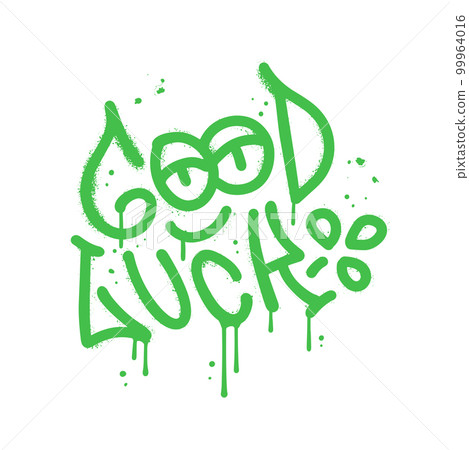 Sprayed good luck urban graffiti with overspray... - Stock