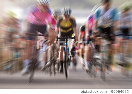 Cycling competition,cyclist athletes riding a race at high speed, abstract 99964625