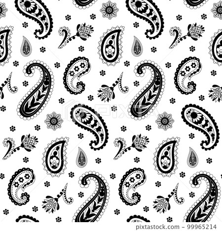 Paisley Ethnic Floral Hand Drawn Seamless Pattern 99965214