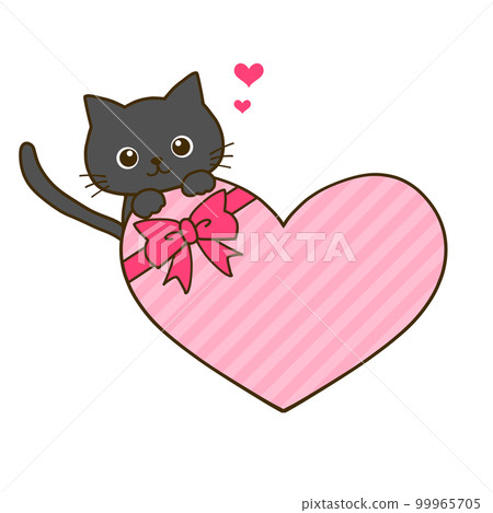 Black cat and heart message card Black cat and heart message card 99965705