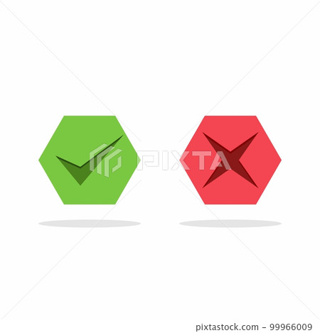 Check and wrong marks, Tick and cross marks, Accepted/Rejected, Approved/Disapproved, Yes/No, Right/Wrong, Green/Red, Correct/False, Ok/Not Ok - vector mark symbols in green and red. Isolated icon. Check and wrong marks, Tick and cross marks, Accepted/Rejected, Approved/Disapproved, Yes/No, Right/Wrong, Green/Red, Correct/False, Ok/Not Ok - vector mark symbols in green and red. Isolated icon. 99966009