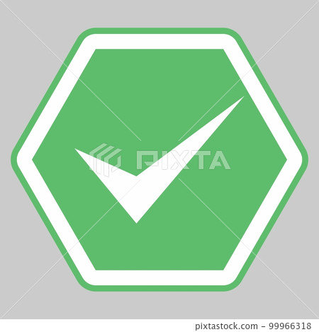 Check marks, Tick marks, Accepted, Approved, Yes, Correct, Ok, Right Choices, Task Completion, Voting. - vector mark symbols in green. Isolated icon. 99966318