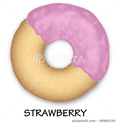 覆有草莓味白巧克力的圓形甜甜圈 覆有草莓味白巧克力的圓形甜甜圈 99966549