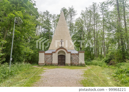 The tomb of the barons von Fahrenheid known as Rapa Pyramid in Poland at cloudy day. The tomb of the barons von Fahrenheid known as Rapa Pyramid in Poland at cloudy day. 99968221
